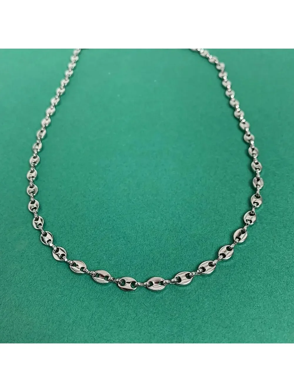 Y2k Cyber Vintage 2000s style Coffee Bean Stainless Steel Silver Necklace. High